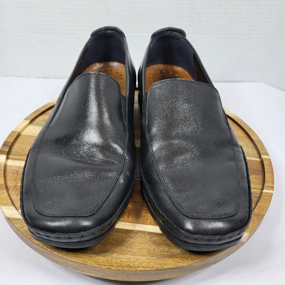 Mephisto Mens Black Genuine Leather Air-Jet Slip-On Loafers Comfort Shoes Size 9